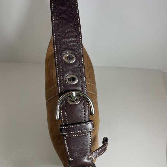 Y2K Coach Brown Suede Hobo Shoulder Bag F10916 - Picture 10 of 12
